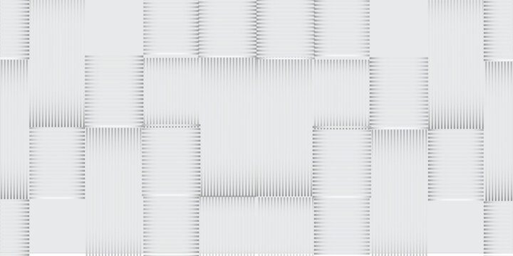 Groups of white rotated lines or cube boxes block background wallpaper banner template, flat lay top view from above, 3D illustration. vector eps 10