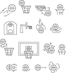 Basketball Sports Icons Collection Line Style Vector Set © Manu