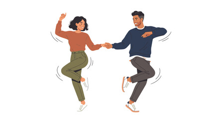 Obraz premium Man and woman dancing together happily.