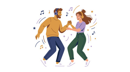 Obraz premium Man and woman dancing together happily.