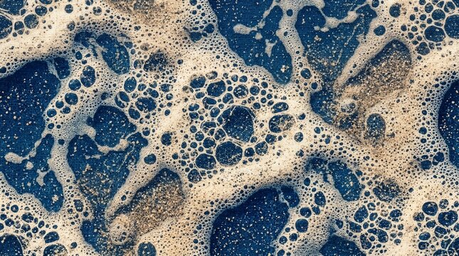 Abstract dark blue and beige sea foam pattern