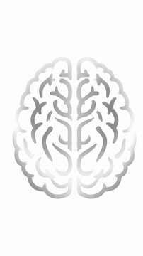 Stylized grey human brain icon on white background.