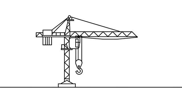 Tower crane illustration on white background.