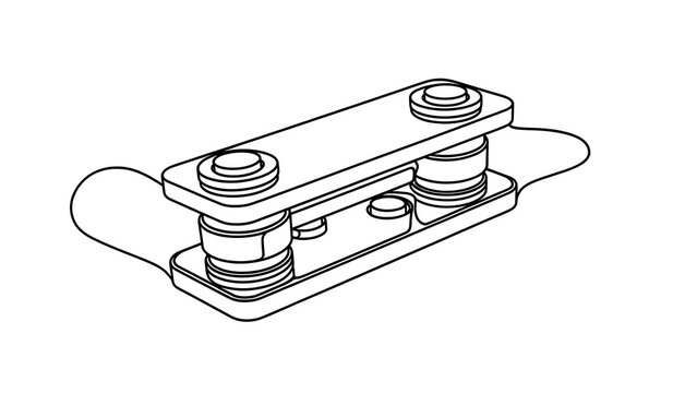 Technical drawing of mechanical clamp on white background.
