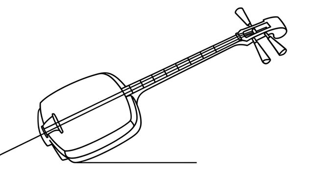 Traditional string instrument on white background.