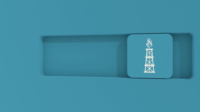 Toggle switch button with gas tower icon. Minimal infographic for business and industry information visualization.