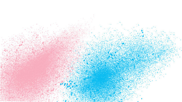 Pink and Blue Powder Particle Explosion Isolated on Transparent Background PNG