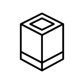 Simple black line cube shape.