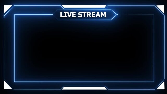 Live streaming Frame - animated blue neon overlay frame for live streaming and gaming templates.4k animation motion graphics video .