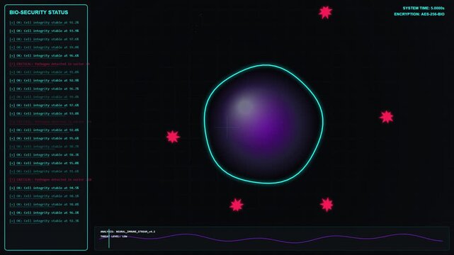 Bio security dashboard interface with infection mitigation data on screen