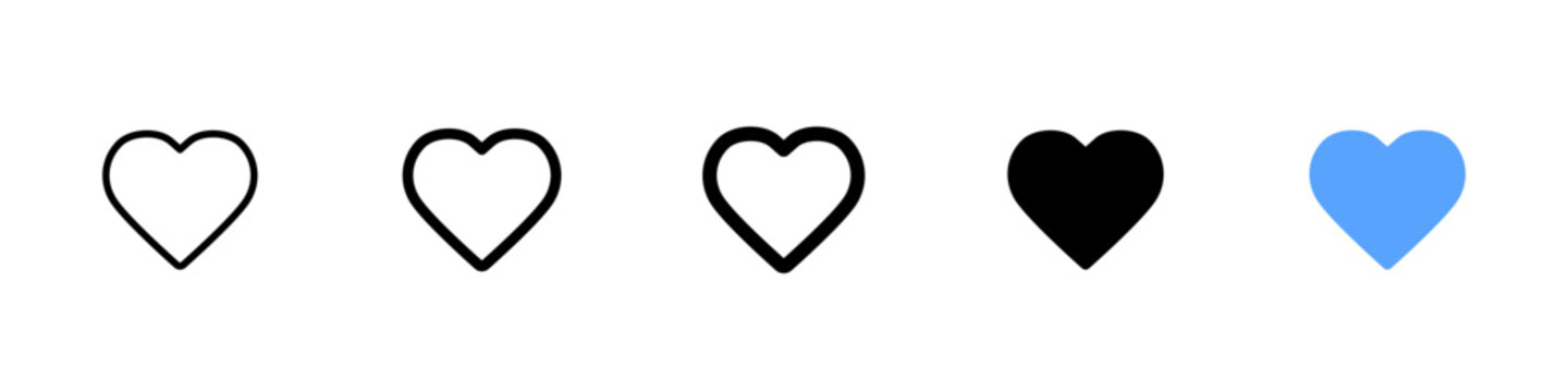 Heart icon. Love symbol. Simple pictogram for like, favorite, romance, care, health, relationship, emotion and social media reaction design.