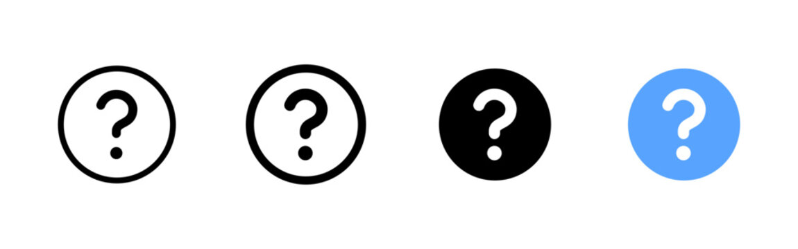 Question icon. Help symbol. Simple pictogram for FAQ, support, inquiry, answer, information, problem solving and user interface assistance.