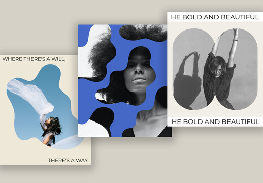   Collage Templates with Organic Shapes and Modern Typography Organic Shapes and Modern Typography