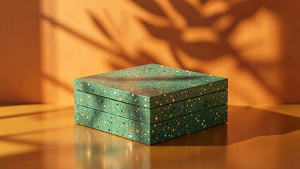 Obraz premium Empty green terrazzo product display podium with copy space