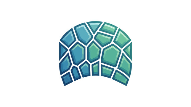 A stylized turtle shell icon featuring a mosaic pattern of blue and green geometric tiles.