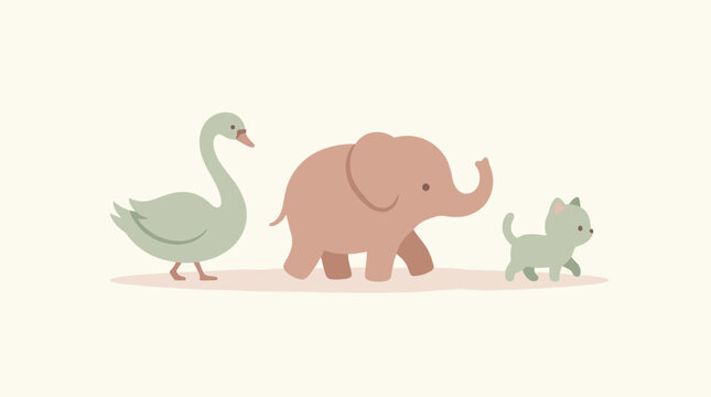 Friendly animals walking together outside.