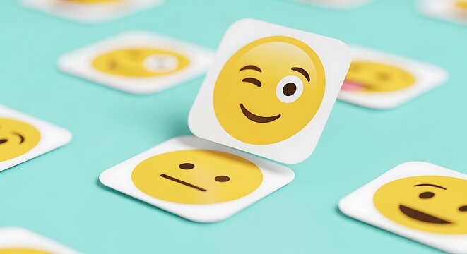 playful arrangement of emoji cards
