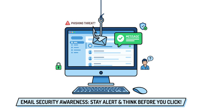 Email security awareness campaign illustration.
