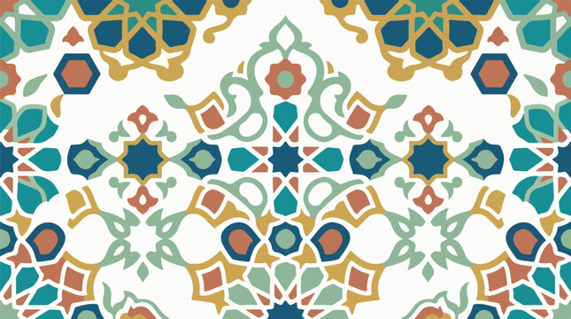 Geometric pattern with teal ochre and rust colors