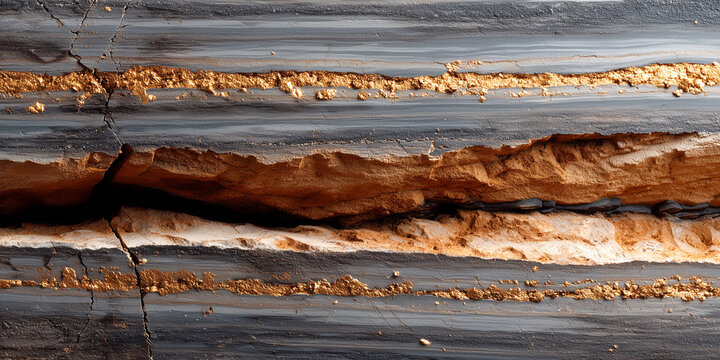 detailed metamorphic shale rock sediment layer texture in cross section