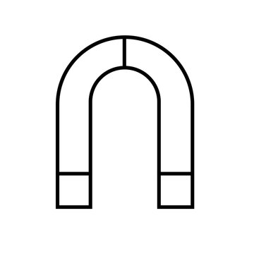 Horseshoe magnet line icon, magnetic force science symbol vector illustration, minimal physics education icon