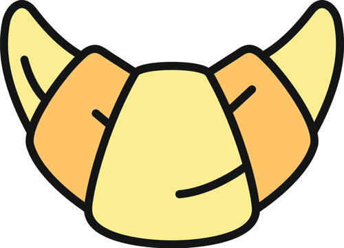Croissant representing french breakfast food and bakery items in outline cartoon style