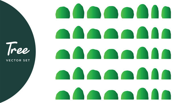 Flat green hedge and bush landscape symbols for architectural masterplan and garden design.