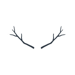 Fototapeta premium A pair of dark grey deer antlers isolated on a plain white background, rustic, woodland, or hunting themed projects