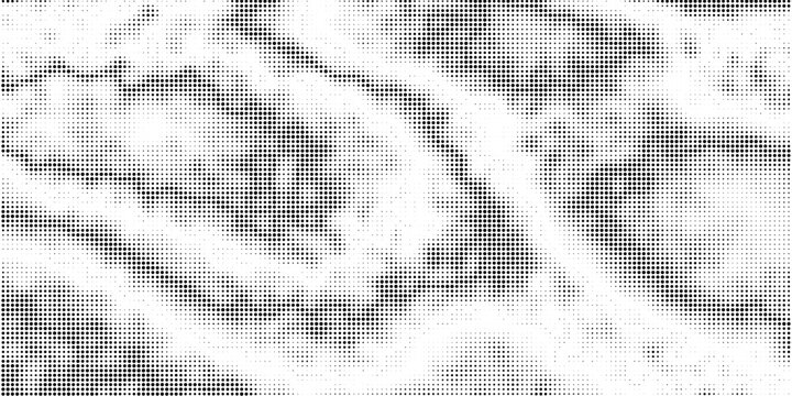 Wave with noise grain texture of paint brush spray for vector abstract background. Noise grain wave line with airbrush or graffiti halftone effect of sand dust black ink dots