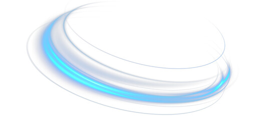 Blue glowing curved light trail with a bright flare, isolated on a transparent background. Dynamic magical energy streak for fantasy spells, game interface effects, combat VFX, UI overlays, motion gra © blagorodez