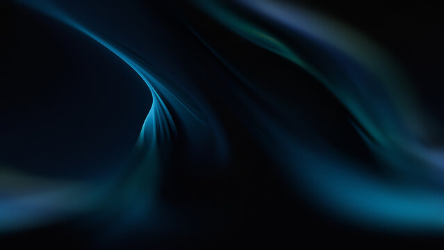 Light Waves Create a Pattern of Movement in a Dark Setting With Blue Tones