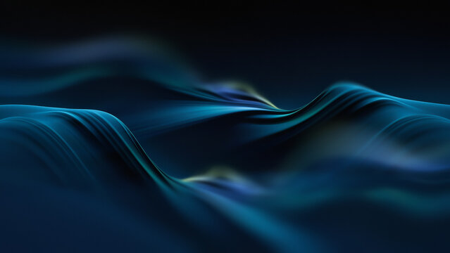 Waves of Blue Light Flow Smoothly Across the Dark Surface Creating an Abstract Pattern
