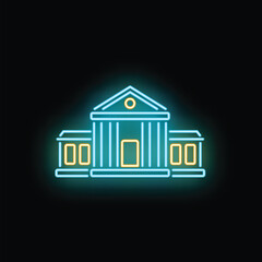 Obraz premium Needing a public building, courthouse, university, or library glowing neon icon