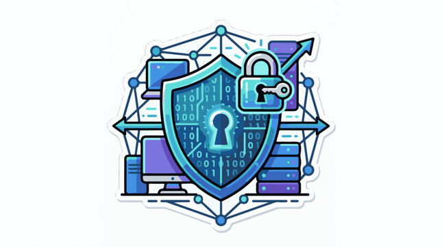 Digital shield with lock key servers and binary code