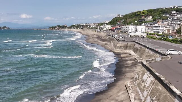 Shichirigahama Coast Drone Side Flight in 4K