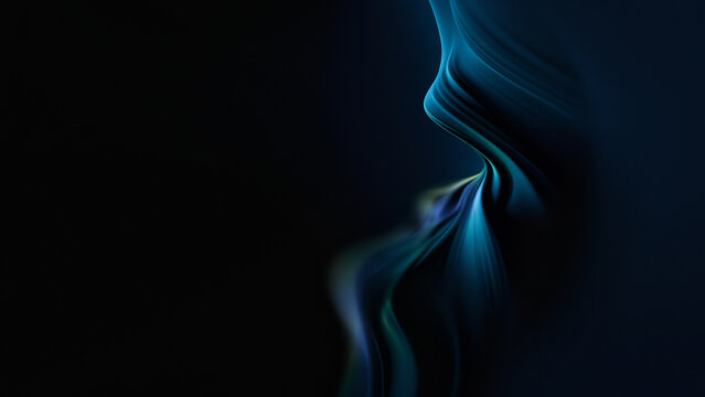 Swirling Lines Create Abstract Shapes in Dark Space With Blue Tones