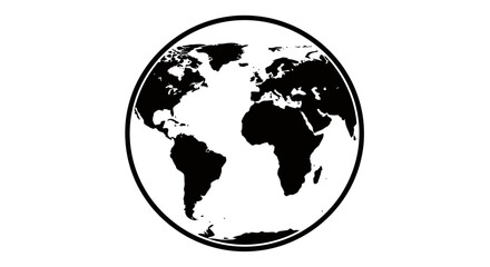 Fototapeta premium Simple globe illustration icon representing global connectivity and geography.