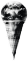 Abstract muscular arm silhouette in halftone dot style. Dynamic bicep pose, fitness and bodybuilding concept, pop art inspired graphic element for sports branding, gym poster and