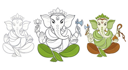 Naklejka premium Ganesha Hindu God Elephant Head.