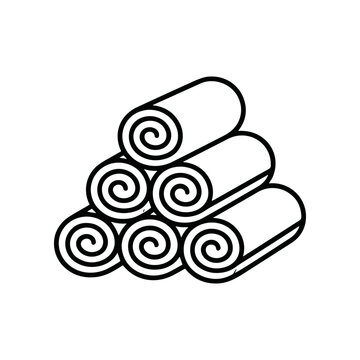 Stack of rolled up paper towels.
