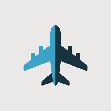 Minimalist airplane icon in flat design style.