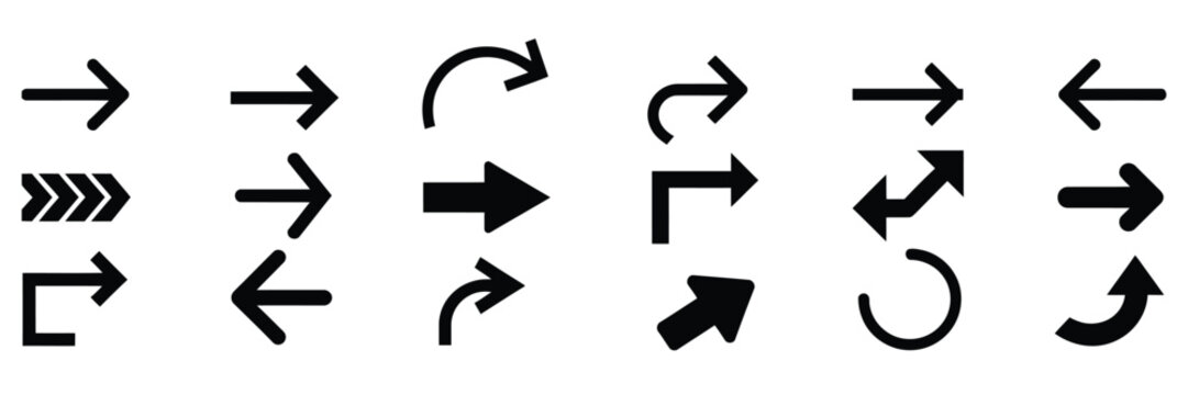 Arrow Icons with Direction, Pointer, Navigation, Transfer, Expand and Interface Elements, vector, design
