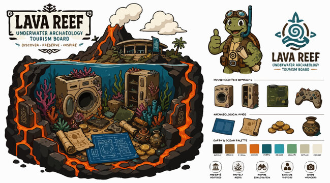 Lava Reef Underwater Adventure Map and Game Assets.