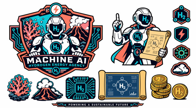 Machine Learning Artificial Intelligence Robot Badge Collection.