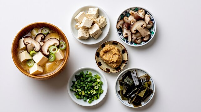 Japanese miso soup and ingredient