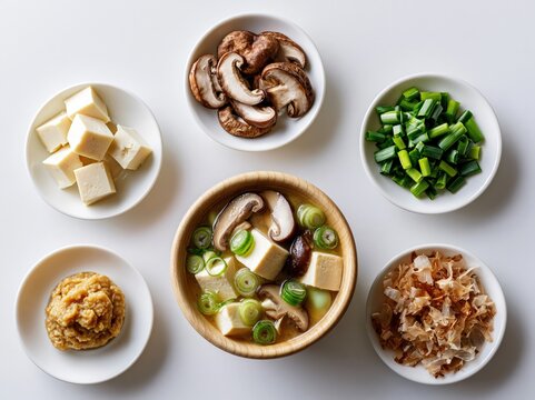 Japanese miso soup and ingredient