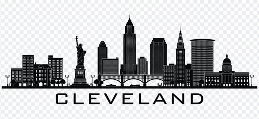 Naklejka premium Cleveland ohio city skyline silhouette vector illustration