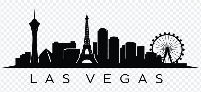 Las vegas skyline silhouette with iconic landmarks
