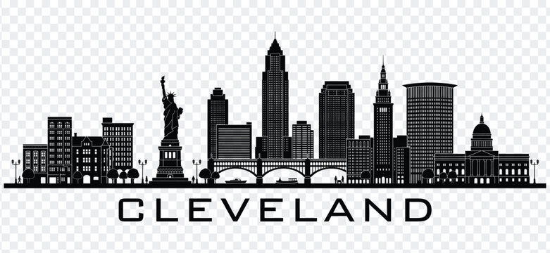 Cleveland ohio city skyline silhouette vector illustration