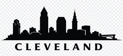 Obraz premium Cleveland ohio city skyline black silhouette with text
